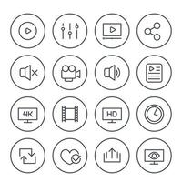 video player line icons, vector