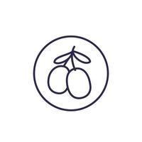 goji berries vector line icon on white