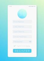 Register form, mobile interface vector design