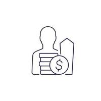 salary raise, growth vector line icon