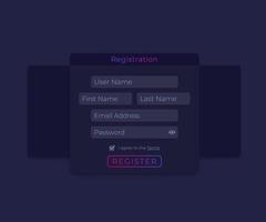 Register form, web ui design vector