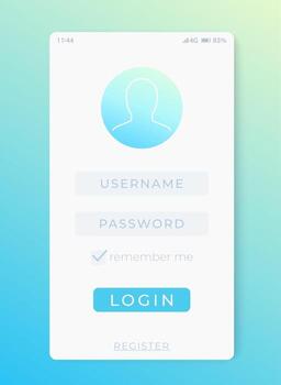 Login, Sign in form, mobile interface vector design