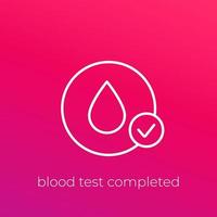 blood test completed, line icon vector