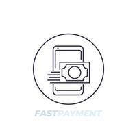 fast money transfer line icon vector