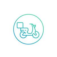 food delivery vector line icon with scooter