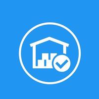 warehouse icon with checkmark vector