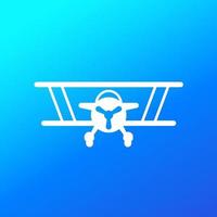 Biplane, old airplane vector icon