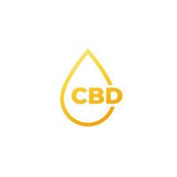 CBD oil drop icon on white vector