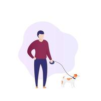 man with jack russell, vector