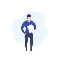 man with list of paper, vector illustration