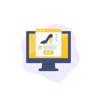 online shoe store, e-commerce and shopping vector icon