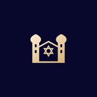 synagogue, judaism building, vector icon