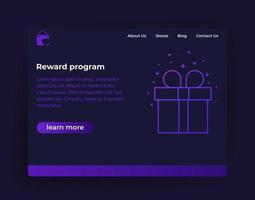 Reward program, website vector template