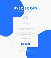 User Login window design, web page vector template