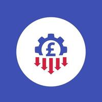 cost reduction icon with pound vector