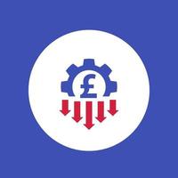 cost reduction icon with pound vector