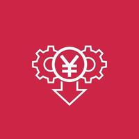 cost reduction icon with yuan vector