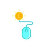 pay per click icon with mouse and pound coin vector