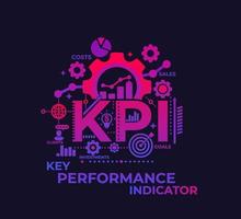 kpi, indicador clave de rendimiento, concepto de gestión, vector