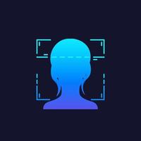 Face recognition, facial scan, unlock vector