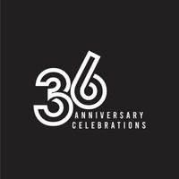 Ilustración de diseño de plantilla de vector de celebración de aniversario de 36 años