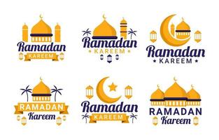 Flat Ramadan Kareem Badge Collection vector