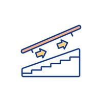 One-way traffic on staircase RGB color icon vector