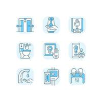 Contactless technology blue RGB color icons set vector