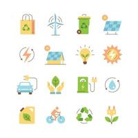 Simple Set Eco Green Technology Icon vector