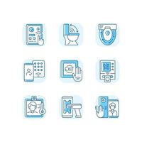 Contactless technology blue RGB color icons set vector