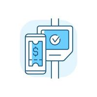 Contactless ticketing in public transport blue RGB color icon vector