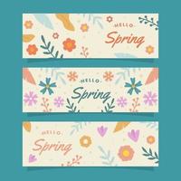hola colección de pancartas de primavera vector