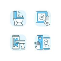 Contactless technology blue RGB color icons set vector