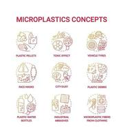 Conjunto de iconos de concepto de microplásticos vector