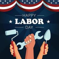 Happy Labor Day with Artisan Tools vector
