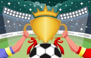 Football Championship With Golden Trophy vector