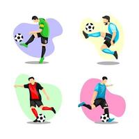 diseño de conjunto de personajes de jugador de fútbol vector