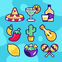 conjunto de iconos para el cinco de mayo vector