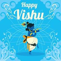 krishna bailando en el día de vishu vector