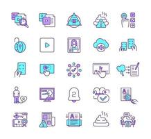 conjunto de iconos de color rgb de nuevos medios vector