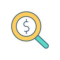 Searching for money RGB color icon vector