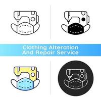 Custom face masks black linear icon vector