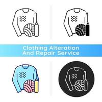 Knitwear alteration and repair black linear icon vector