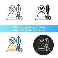 Hat repair and restoration black linear icon vector