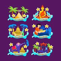 Set of Songkran Celebration Sticker vector