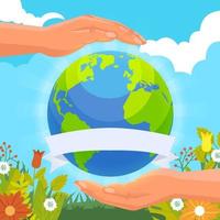 Earth Day Background With Hand Care vector