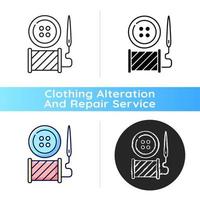 Button repair and replacement black linear icon vector