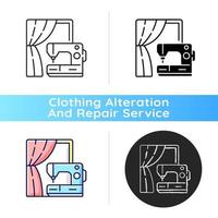 Curtain sewing and alteration black linear icon vector