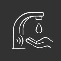 Automatic water tap chalk white icon on black background vector