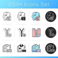 Outfit repair services icons set vector